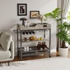 3 Tier Grey Bar Cart with Wheels, Two Removable Trays, Wine Rack & Glasses Holder, Large Capacity Space - 2 of 4