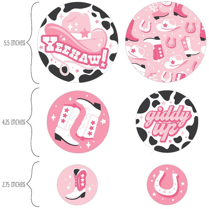 Big Dot of Happiness Rodeo Cowgirl - Pink Western Party Giant Circle Confetti - Party Decorations - Large Confetti 27 Count, 2 of 8