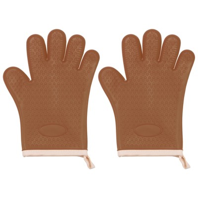 Unique Bargains Heat Resistant Kitchen Textiles Soft Lining Silicone Oven Mitts 2 Pcs