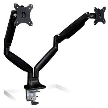 Mount-It! Dual Monitor Arm Mount Desk Stand Two Articulating Gas Spring Height Adjustable Arms | Fits Up To 32" | C-Clamp and Grommet Bases | Black