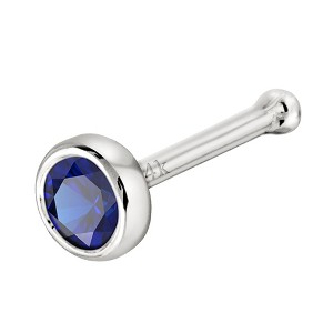 Jewelry Avalanche 22G 14K Gold Bezel-set Blue Sapphire Ball-end Nose Stud - 1 of 3