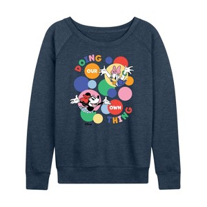 Women's - Disney - Doing Our Own Thing Lightweight French Terry Wide Neck Long Sleeve Shirt - 1 of 4