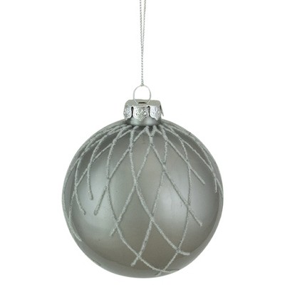 Northlight 4" Gray Diamond Pattern Christmas Ball Glass Ornament