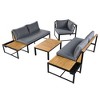 YOOCOZZ 4-Piece Iron-Wood Design Outdoor Sofa Set with Loveseats and Waterproof Cushions - 4 of 4