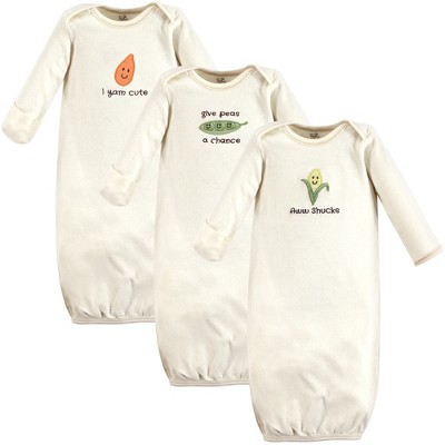Touched by Nature Baby Organic Cotton Long-Sleeve Gowns 3pk, Corn, 0-6 Months