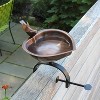 11" Heart Shaped Birdbath Bowl with Over Rail Bracket Antique Copper - ACHLA Designs: Weather-Resistant Steel, Deck Mount, No Assembly Required - 2 of 3
