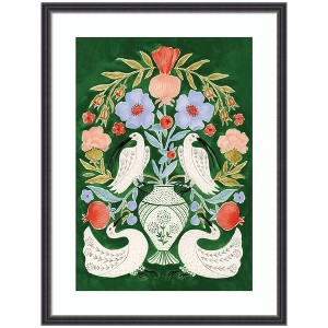 Kate and Laurel Floral Folklore Ibises and Swan by Jill Labieniec Framed Wall Art Print, 19 x 25, Stylish Black Narrow - 1 of 4