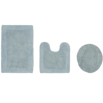Edge Bath Rug 100% Premium Cotton Ultra-Soft Water Absorbent Tufted Solid Reversible 3 Piece Bathroom Rug Set for Machine Washable Bathmat
