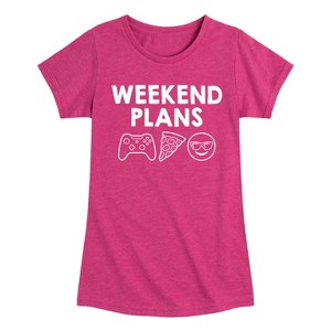 Girls' - Instant Message - Weekend Plans Fitted Short Sleeve Graphic T-Shirt - 1 of 4