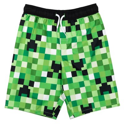 Minecraft Creeper Little Boys Swim Trunks Bathing Suit Green/black 7 ...