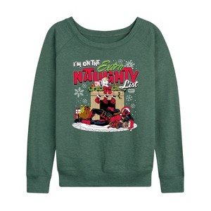 Women's - Marvel - Deadpool Extra Naughty Lightweight French Terry Wide Neck Long Sleeve Shirt - 1 of 4