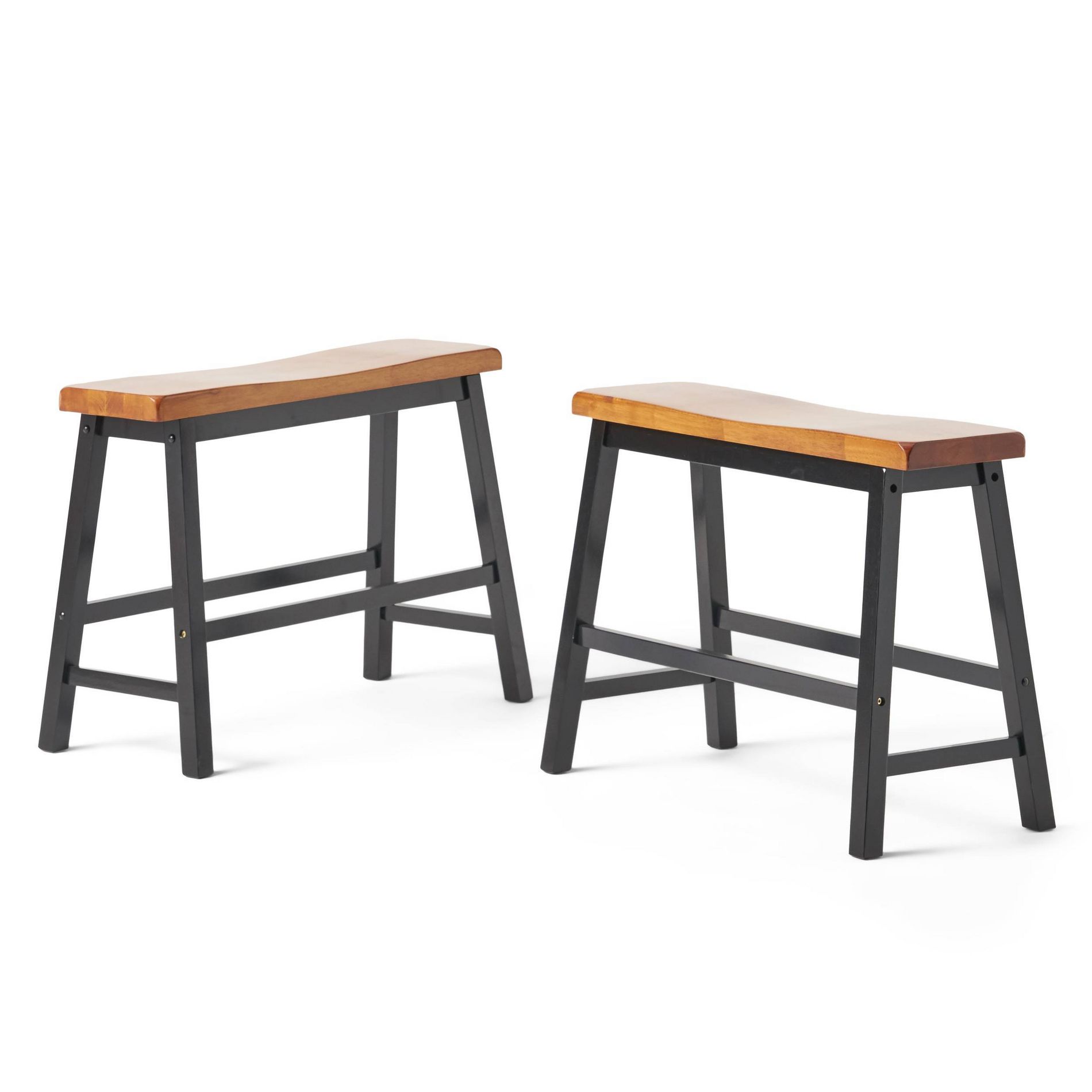 Set of 2 Pomeroy 24" Counter Height Barstools Wood/Walnut - Christopher Knight Home: Rectangle, Backless, Fixed Height
