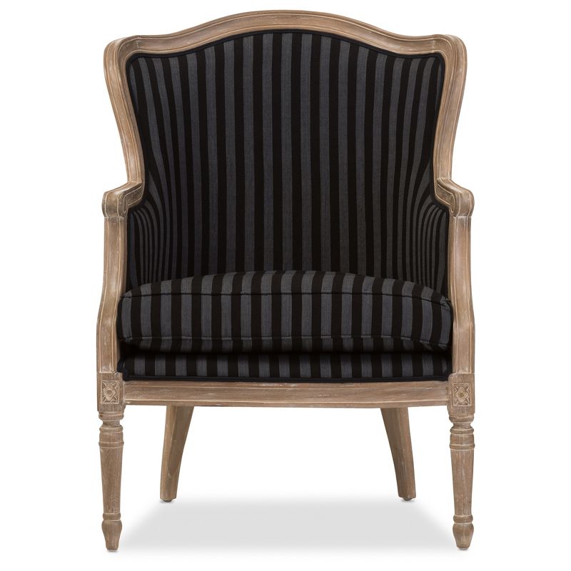 Charlemagne Traditional French Blue Stripe Accent Chair -Baxton Studio, 4 of 9
