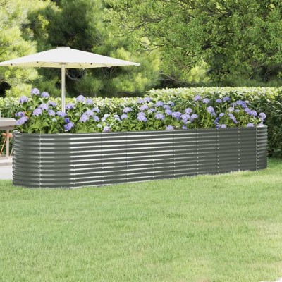 vidaXL Garden Raised Bed Grey Powder-coated steel Large Durable