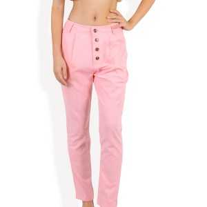 Anna-Kaci Women's High Waist Button Front Tapered Pants with Side Pockets - 1 of 4