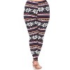 Women's Plus Size Printed Leggings - One Size Fits Most Plus - White Mark - 3 of 3