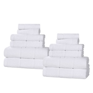 Smart Twist Viscose Cotton Blend Medium Weight Solid Ribbed Towel Set by Blue Nile Mills - 1 of 4