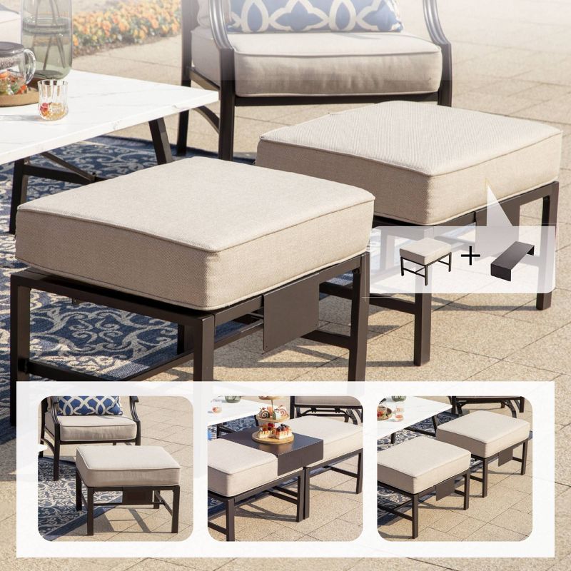Captiva Designs 5pc XL Metal Outdoor Conversation Set with Rocking Chairs and Ottomans, 6 of 10
