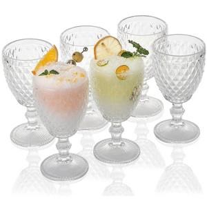 Slickblue Geometric Diamond Highball Glasses - Set of 6, 10 oz, Clear, Blue, Amethyst - 1 of 4