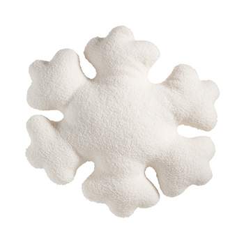 Saro Lifestyle Frosted Elegance Snowflake Poly-Filled Throw Pillow, White, 18"x18"