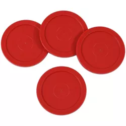 Sunnydaze Indoor Durable Plastic Large Lightweight Replacement Air Hockey Table Game Pucks - 2.5" - Red - 4pk