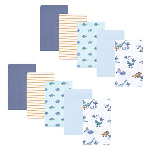 Hudson Baby Boys Cotton Flannel Burp Cloths 10-Pack, Pastel Dino, One Size - 1 of 4