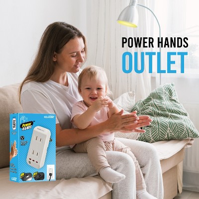 Digital Energy® 2-AC Outlet Power Hands Polarized Clapping Wall Tap, DSS5-1047 in White