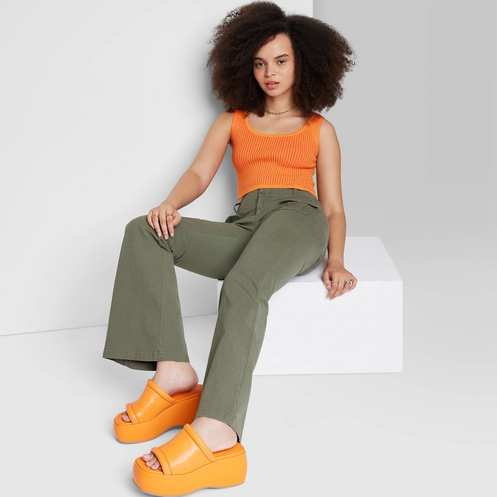 Women's Square Neck Cropped Sweater Tank - Wild Fable™ Orange XL