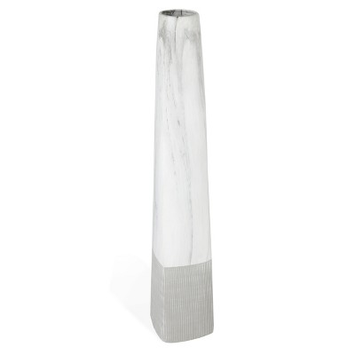 HomeRoots 40" White Faux Marble Tapered Ceramic Floor Vase