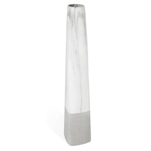HomeRoots 40" White Faux Marble Tapered Ceramic Floor Vase - 1 of 4
