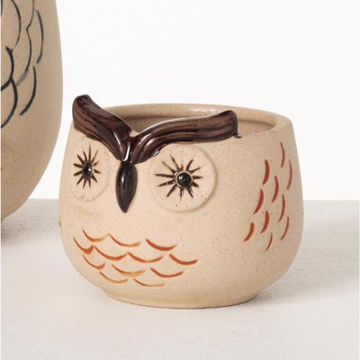 Sullivans - Ceramic - Owl Planter - 3 in. - Brown - Case of 2