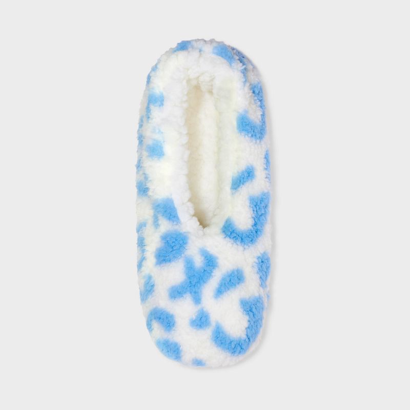 Girls' Animal Slipper Socks - art class™ Blue/Cream, 3 of 5