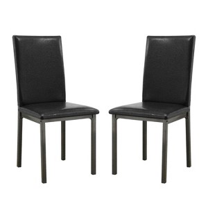 Simple Relax Set of 2 Faux Leather and Metal Side Chairs in Black - 1 of 4