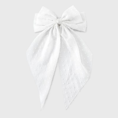 Swiss Dot Hair Bow Barrette - A New Day™ White