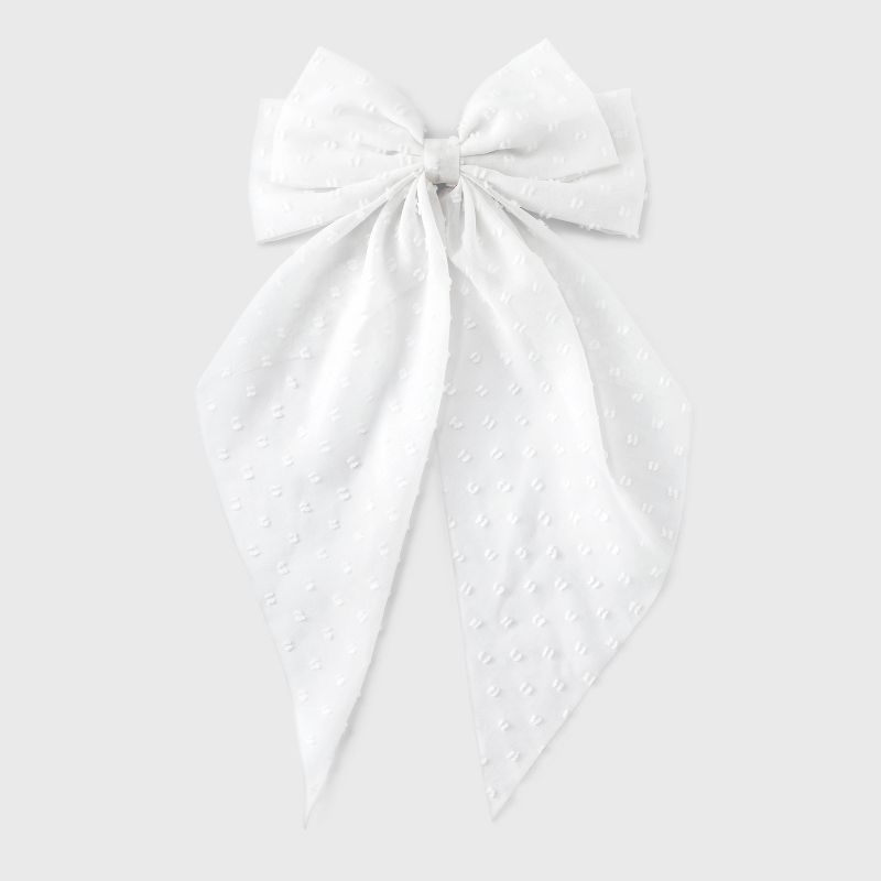 Swiss Dot Hair Bow Barrette - A New Day&#8482; White, 1 of 7