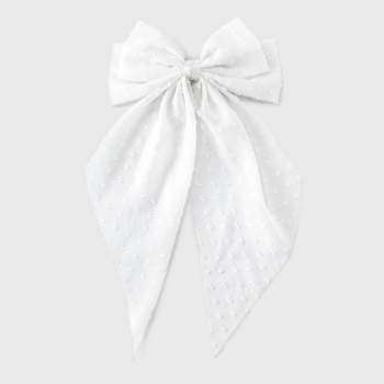 Swiss Dot Hair Bow Barrette - A New Day™ White