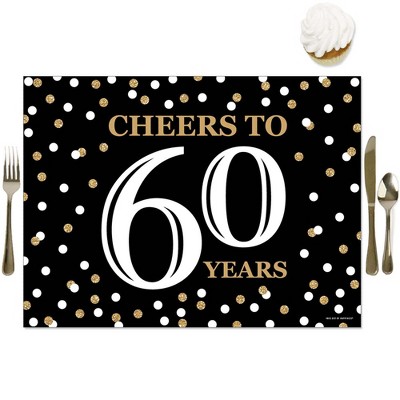 Big Dot of Happiness Adult 60th Birthday - Gold - Party Table Decorations - Birthday Party Placemats - Set of 16