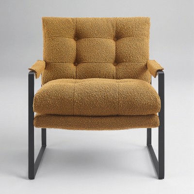 Art Leon Mid Century Modern Fabric Accent Chairs with Padded Armrest and Metal Frame