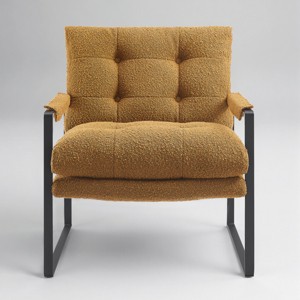Art Leon Mid Century Modern Fabric Accent Chairs with Padded Armrest and Metal Frame - 1 of 4