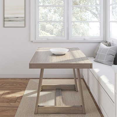Seashell Wirebrush 48" Rustic Solid Wood Farmhouse Dining Table