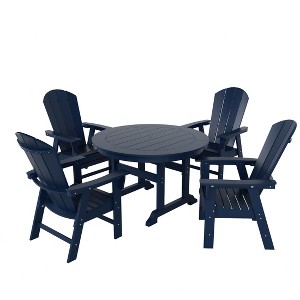 WestinTrends 5 Piece Outdoor Patio Dining Round Table and Curved Back Armchair Set - 1 of 2