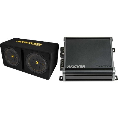 Kicker Dual 12 Inch Comp Bass Package 50DCWC122 with CXA8001 Bundle