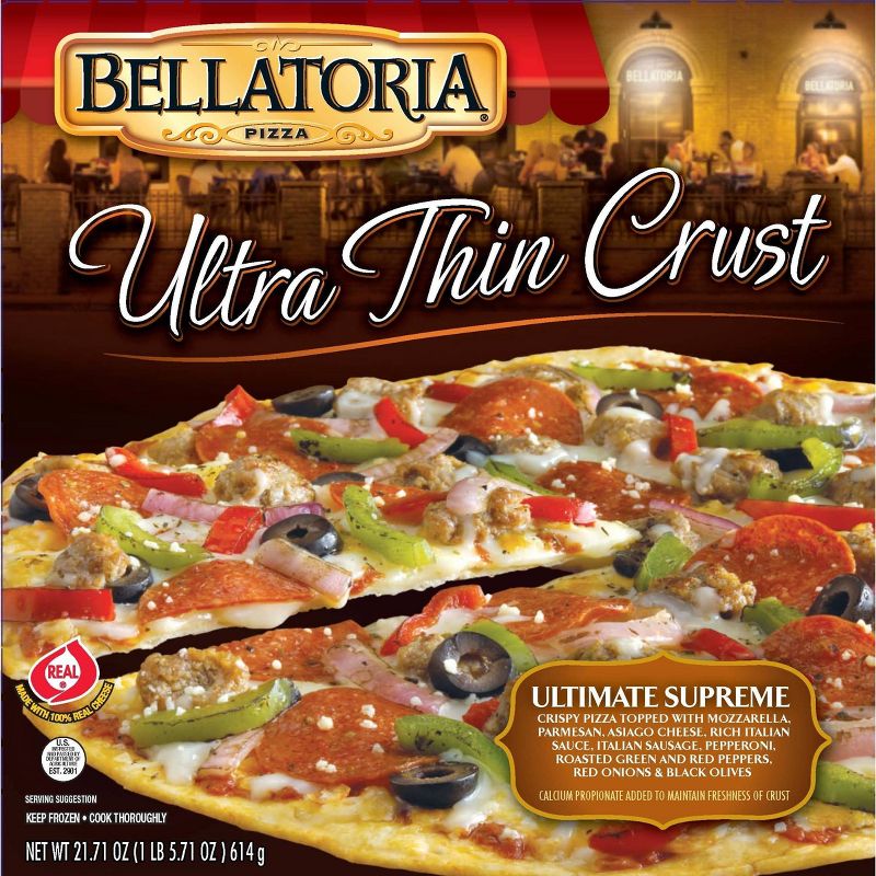 Bellatoria Ultra Thin Crust Ultimate Supreme Frozen Pizza - 21.7oz, 1 of 4