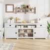 Farmhouse TV Stand for TVs up to 80" - 70.1" Media Console with 4 Cabinets & 4 Shelves, 400lb Capacity, Drop-Down Doors, Rustic Entertainment Center - 4 of 4