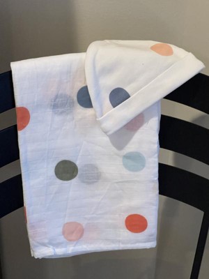 Hospital Muslin Swaddle Baby Blanket - Multi Dot - Cloud Island™ : Target