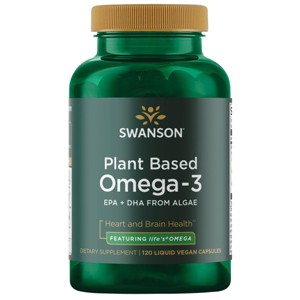 Swanson Plant Based Omega-3, EPA + DHA from Algae, Featuring life's OMEGA, 120 Liquid Vegan Capsules. - 1 of 2