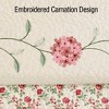 Collections Etc Embroidered Carnation Design Quilted Bedspread - 4 of 4