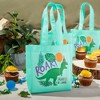 Blue Panda 24-Pack Small Teal Dinosaur Gift Bag with Handles, Non-Woven Reusable Kids Tote Bag for Goodie Favors and Treats, 6.5x7x1.8 In - 3 of 4