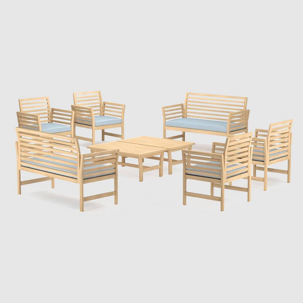 Yuri 8pc Seating Set Blue