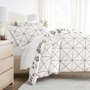 Modern Geometrics & Thatch Pattern 3PC Duvet Cover & Shams Set, Ultra Soft, Easy Care - Becky Cameron - 1 of 4